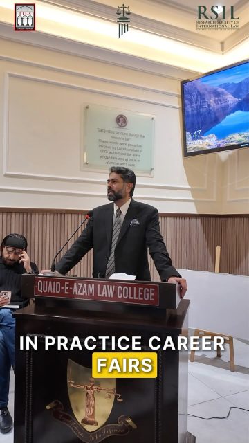 The Law in Practice: Career Fair at the Institute of Legal Studies (TILS), Lahore, brought together aspiring legal professionals and an experienced panel. The session featured guest speakers Ms. Khadeeja Ahmad (Senior Associate, ABS & Co.), Mr. Mian Ali Haider (Advocate Supreme Court), Mr. Kamran Adil (DIG Punjab Police), and Mr. Abubakar Nauman Kazi (Deputy Prosecutor General, Punjab) — spanning corporate practice, the bar, policing, and public prosecution.
Drawing on their own journeys in the profession, the speakers walked students through the realities of courtroom practice, the range of career paths open to law graduates, and what it takes to build and sustain a legal career, offering a candid look at the shift from classroom to chambers.